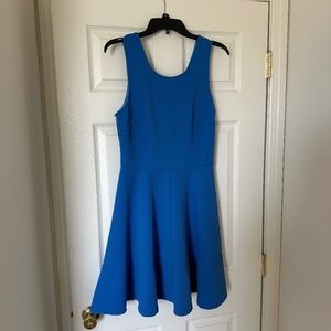 Vasna Textured Blue Fit Flare Dress | S